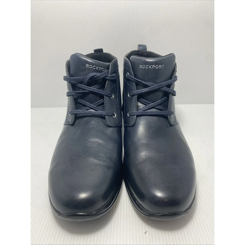 Rockport Men's Chukka Dustin Leather Dress Boots Indigo Waterproof  Sz 9.5 02